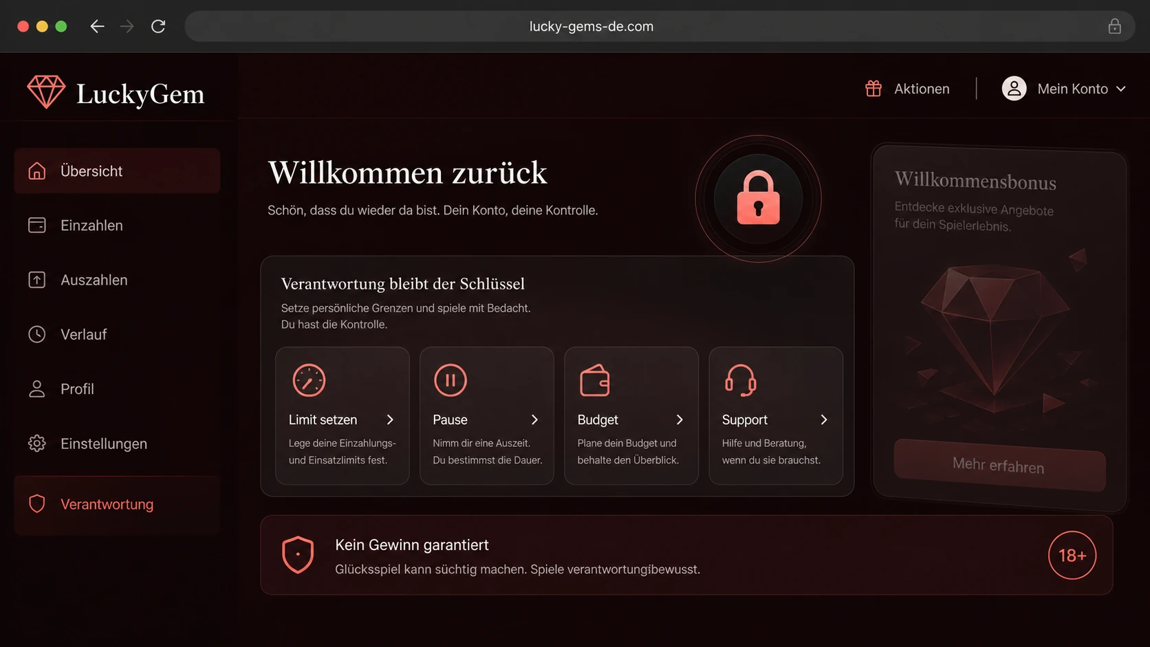 Verantwortungsvolles Spielen nach dem Einloggen